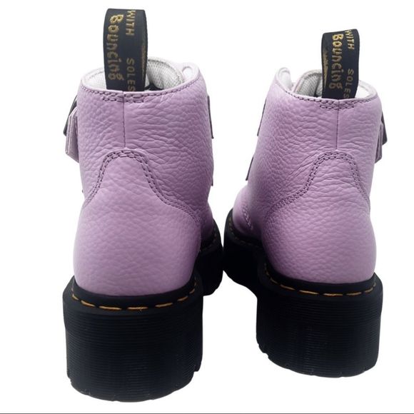 Dr. Martens Light Pink Devon Heart Leather Platform Boots - Picture 11 of 14